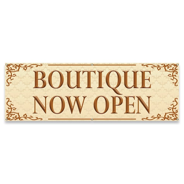 Signmission Boutique Now Open Banner Concession Stand Food Truck Single Sided B-72-30023 - main